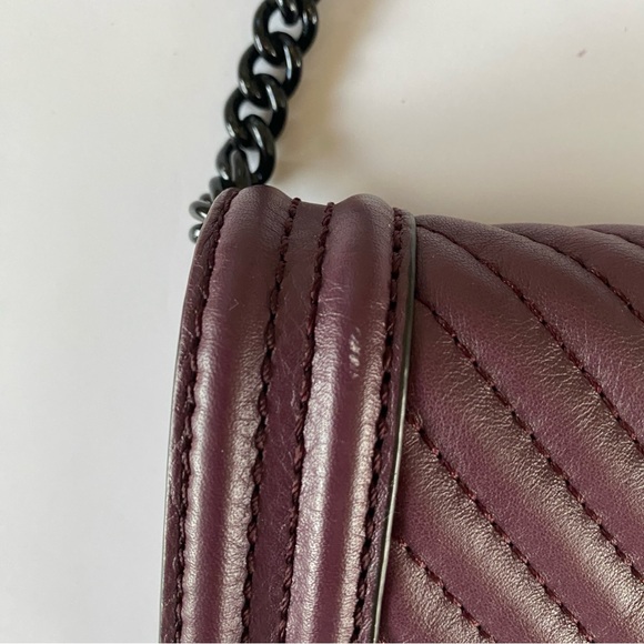 Rebecca Minkoff Womens Chevron Quilted Love Crossbody Purple Chain Strap Small - Picture 5 of 14